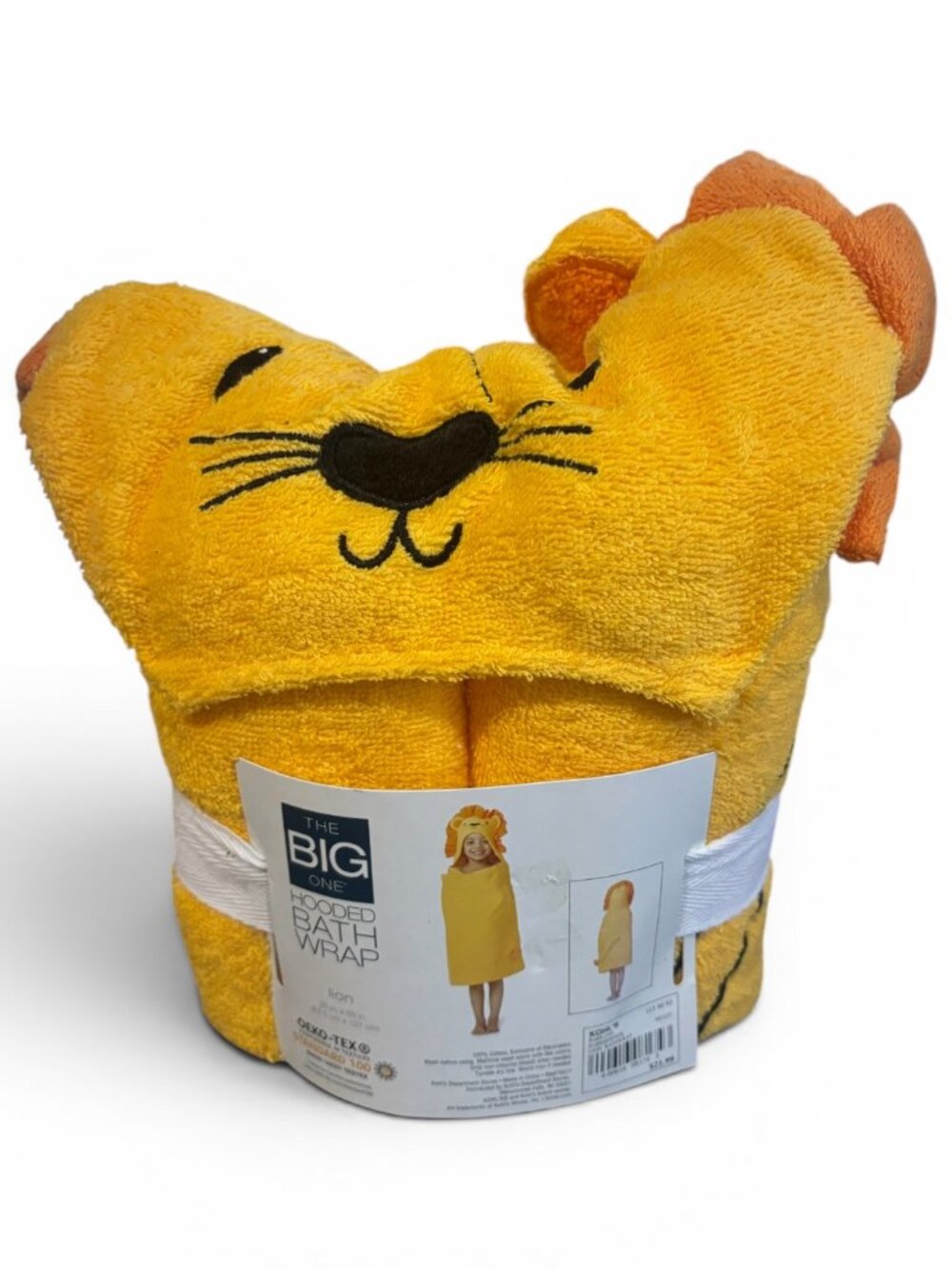 The Big One 100% Cotton 25in x 50in Lion Hooded Bath Wrap OEKO-TEX